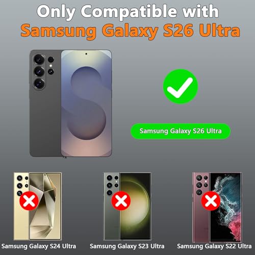 Compatible with Samsung Galaxy S26 Ultra Case, with Belt Clip Holster Heavy Duty Rugged Shockproof Full Body Protection Kickstand Cover for Samsung Galaxy S26 Ultra Phone (Black) - color: Black