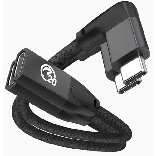 Right Angle USB C Extension Cable 0.6FT 2Pack, USB-C 3.2 Male to Female - color: BLACK, size: 0.6FT(2PACK)