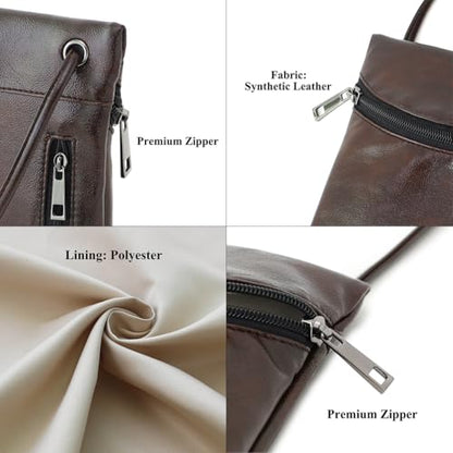 Small Crossbody Women Cell Phone Purse Wallet Bag With Shoulder Strap - color: Coffeebrown/Pull-up-pvc