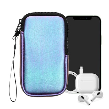 kwmobile Universal Phone Pouch Size XL - 6.7/6.8" - Neoprene Smartphone Pouch with Zip - Water-Repellent Mobile Phone Case - Sleeve in Metallic Lavender - color: Metallic Lavender, size: XL - 6.7/6.8"
