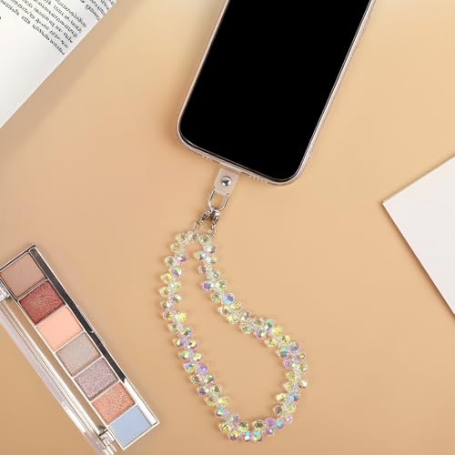 Phone Charm Detachable Metal Cellphone Wrist Strap for Women Girls, Cell Phone Lanyard - color: Bb-white