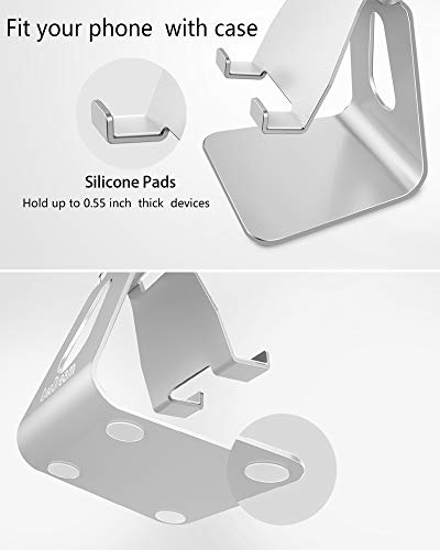 CreaDream Aluminum Cell Phone Stand, Adjustable Phone Holder for Desk - color: Silver