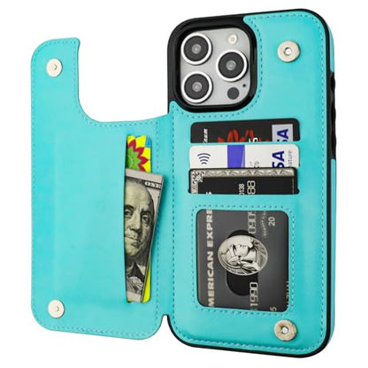 ONETOP for iPhone 16 Pro Max Wallet Case with Credit Card Holder,LightBlue | Kickstand,ID/Cash Holder,Case Wallet with Card Slots,Double Magnetic Clasp,Durable PU Leather Shockproof Cover for Women Men - color: Light Blue