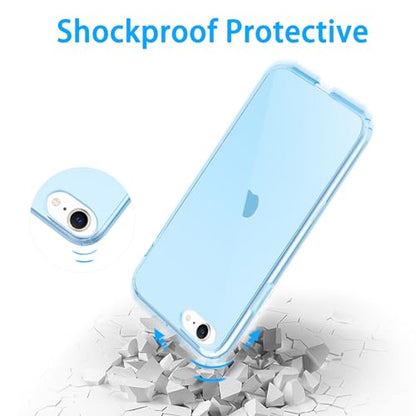 JJGoo Compatible with iPhone SE Case 2022/2020, Compatible with iPhone 7 8 Case Clear Soft Transparent Shockproof Protective Slim Thin Bumper Phone Cover, Blue - color: Blue