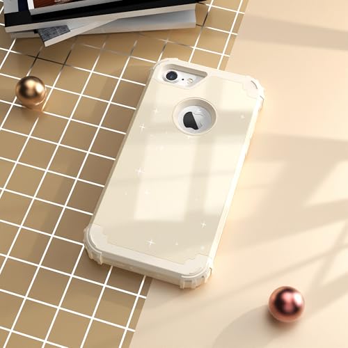 IDweel for iPhone 8 Case & for iPhone 7 Case with Screen Protector(Tempered Glass),3 in 1 Shockproof Hybrid Heavy Duty Hard PC Cover Soft Silicone Sturdy Bumper Full Body Sturdy Case,Glitter Yellow - color: Glitter Yellow