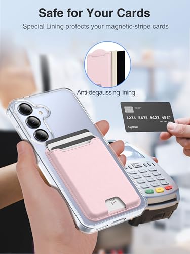 TopMade for MagSafe Wallet, 4 Cards Holder, Strongest Magnetic Phone Wallet - color: Pink