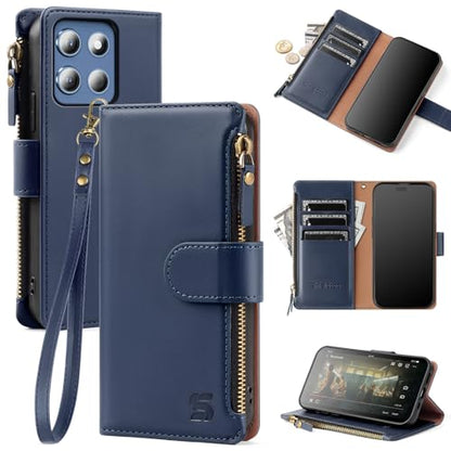 Shieldtop Compatible with Motorola Moto G Stylus 5G 2026/2025 Wallet Case with Card Holder,Women Men RFID Blocking PU Leather Flip Case Protective Cover Wrist Strap Credit Card Slots,Blue - color: Blue, size: Moto G Stylus 5G 2026 / 2025 - 6.7"