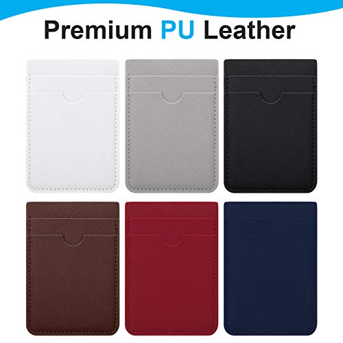 Weewooday 6 Pcs 6 Pcs Stick on Phone Card Holder Wallet, Solid, Multi-color - color: Multi-color