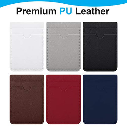 Weewooday 6 Pcs 6 Pcs Stick on Phone Card Holder Wallet, Solid, Multi-color - color: Multi-color