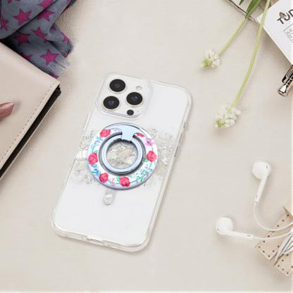 Magnetic Phone Ring for MagSafe Grip, Super Magnet Twinkle Design Ring Holder Stand, MagSafe Accessory for iPhone 17/16/15/14/13 Pro Max Plus，Rose Garland - color: Rose Garland