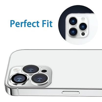 Compatible with iPhone 12 Pro Max Camera Lens Protector, Anti-Scratch 9H Tempered Glass Metal Camera Screen Protector Shockproof Cover for iPhone 12 Max 6.7 inch -3 Pcs Silver - color: Silver