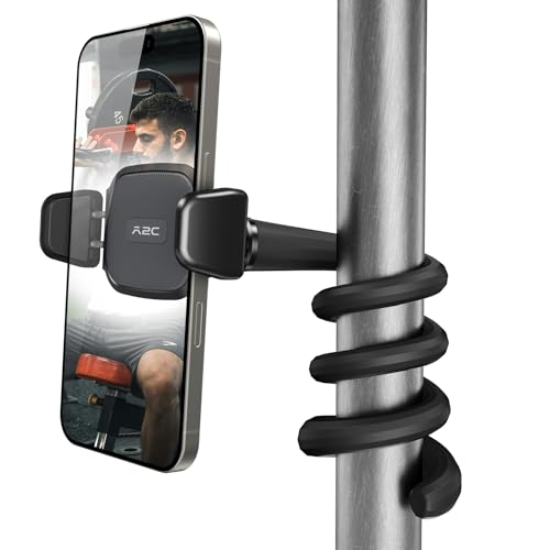 A2C Flexible Phone Holder for Treadmill, Treadmill Phone Mount for Gym - color: Black