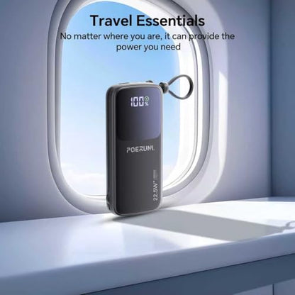 10000mAh Portable Charger Power Bank with Two Cables and Wall Plug
