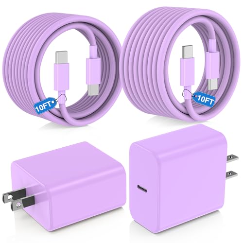 45W USB C Fast Charger for iPhone 17/ Air/16/15 Pro Max - color: Purple, size: 2Pack-10FT-iPhone15-17