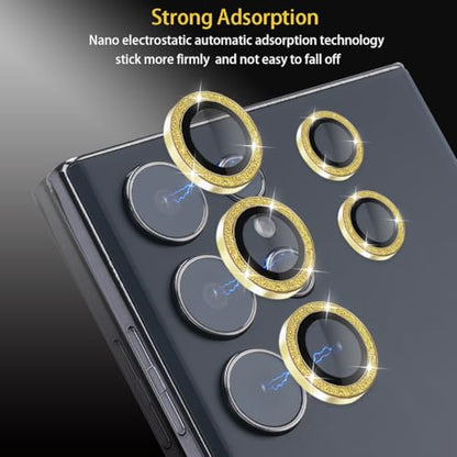 Camera Lens Protector for Samsung Galaxy S25 Ultra, Glitter Gold - color: Glitter Gold