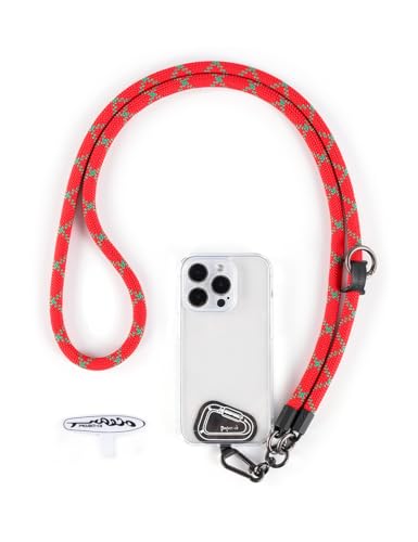Cell Phone Lanyard ×1, Tether Tab ×2, Universal Adjustable Phone Strap, Crossbody, Neck Phone Lanyard, Rope Strap - color: Holiday Red