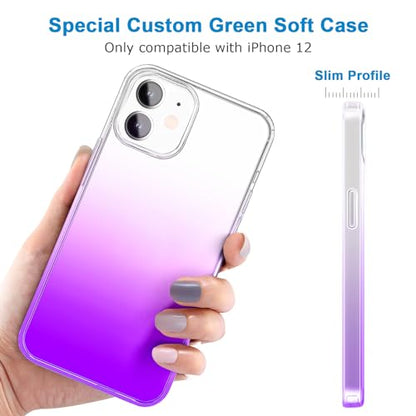 JJGoo Compatible with iPhone 12 Case & iPhone 12 Pro Case Clear, Soft Transparent Shockproof Protective Slim Thin Bumper Phone Cover for 12 and 12 Pro - 6.1 inch, Purple Gradient - color: Gradient Purple