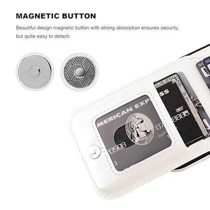 KIHUWEY for iPhone 17 Wallet Case Card Holder Kickstand, White | Credit Card Slots, PU Leather, Magnetic Clasp, Flip Heavy Duty Protection Cover for Men and Women - color: White