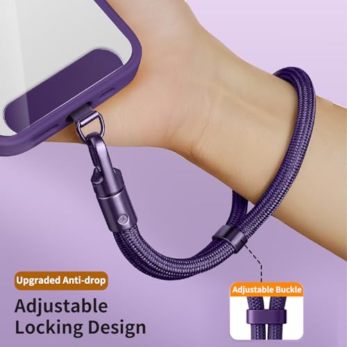 Anti Theft Phone Wrist Strap With 2 Metal Tether Tabs，Adjustable Wristlet & Hand Cell Phone Lanyard for Women and Men - color: Purple