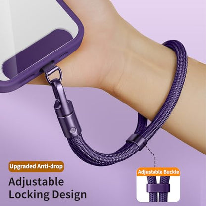 Anti Theft Phone Wrist Strap With 2 Metal Tether Tabs，Adjustable Wristlet & Hand Cell Phone Lanyard for Women and Men - color: Purple
