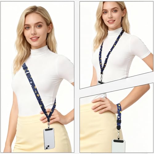 Phone Lanyard Crossbody & Neck, Adjustable Cell Phone Wrist Strap - color: Stars