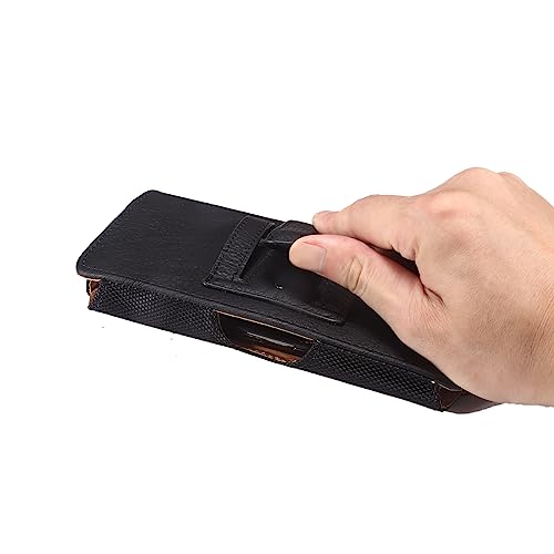 Cell Phone Belt Clip Holder Leather for Men Compatible with Samsung Galaxy Z Fold 6/Z Fold 5/Z Fold 4/Z Fold 3/Z Fold 2/Z Fold 5G, Cell Phone Waist Pack Leather Belt Loop Pouch Handbag Wallet Purse - color: Black