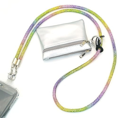 Clip and Go Strap for Phone with Wallet Crossbody, Bling Crystal Phone Strap Crossbody for Hands-Free Style - color: Color Block