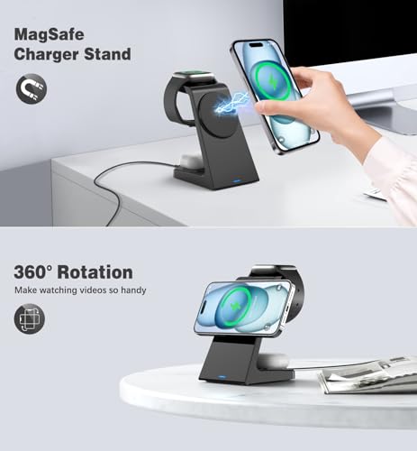 3 in 1 Magnetic Wireless Charging Station Apple 20W Charger Stand Magnetic Wireless Charger for iPhone 16 15 14 13 12 Pro/Pro Max/Plus/Mini AirPods 2/3/Pro iWatch Ultra/8/7/SE/6/5/4/3/2 (3 in 1)