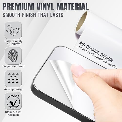2Pcs Skin Wrap Compatible for iPhone 17 Pro – Slim Decal Vinyl Protective Film for Sides & Back – Sleek Fit, Premium Look – Compatible with All iPhone 17 Pro Cases - White - color: White