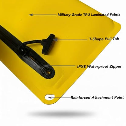 IPX8 Waterproof Tactical EDC Pouch - Large Phone + Passport + Wallet Compatible, Rugged Military-Style Dry Bag with Belt Loop & Attachment Grommets（Bright Yellow） - color: Bright Yellow