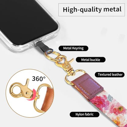 Phone Lanyard Crossbody Wrist Strap, Cute Cell Phone Lanyards for around the Neck Wristlet Wrist Strap - color: Red Cute Flowers