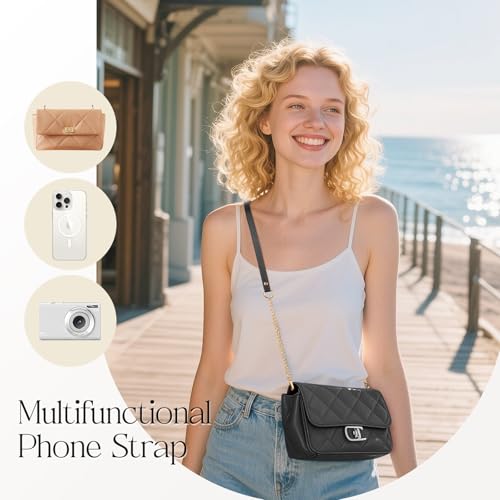 Dadanism Universal Phone Lanyard, Adjustable Crossbody Phone Strap - color: Black & Gold