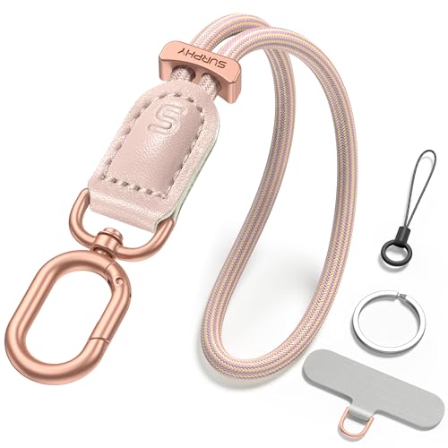 SURPHY Phone Wrist Strap, Keychain Wristlet, Phone Lanyard with Tether Tab - color: Pink