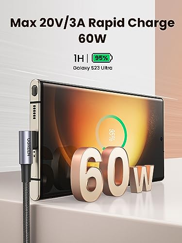 UGREEN 60W Right Angle USB C Cable, 90° Ends Fast Charging, 3.3ft - size: 3.3FT