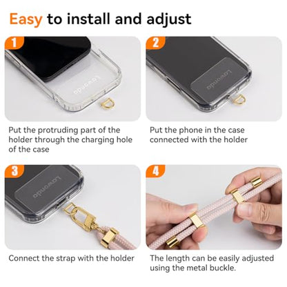 2 Pads Phone Lanyard Crossbody Adjustable Anti Theft Cell Phone Strap for Travel Essentials, Premium Metal Buckles, Universal Neck Wrist Lanyard 2pcs Phone Tether Tab (Black/Gold) - color: Black/Gold