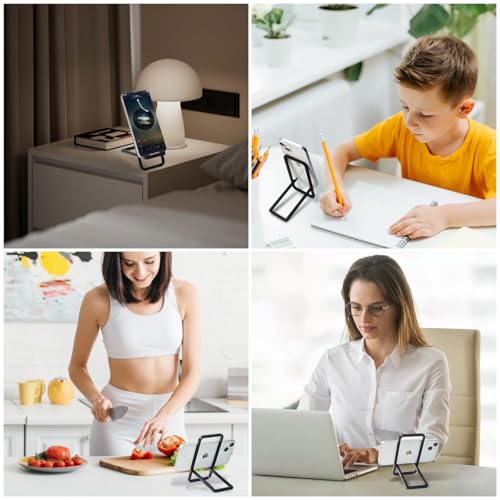 1 Pack Portable Phone Stand for Desk, Cell Phone Stand Foldable Aluminum Cell Phone Holder for Pocket Travel Office Desktop Compatible with iPhone 17 16 15 14 13 12 11 Samsung (Black) (1)