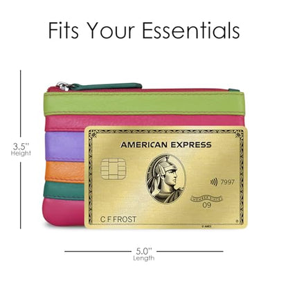 ili New York Leather Mini Compact Coin Purse - Palm Beach - color: Palm Beach