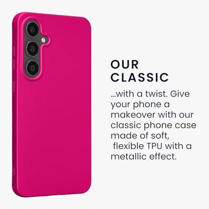 kwmobile Case Compatible with Samsung Galaxy S24 FE Case - Soft Slim Metallic TPU Silicone Cover - Metallic Pink - color: metallic pink, size: Galaxy S24 FE