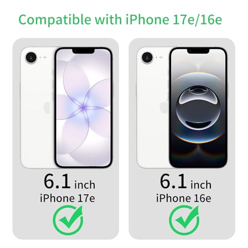 JJGoo for iPhone 17e Case and for iPhone 16e Case Clear, Transparent Shockproof Hard PC Back Protective Cover Bumper Phone Case for iPhone 16e / 17e - color: Purple