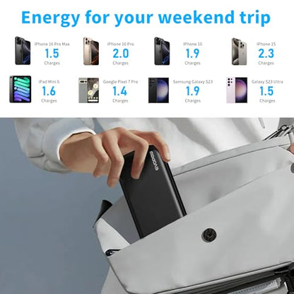 2 Pack Portable Charger, 10000mAh Power Bank, Travel Battery Pack - color: 1-Black&Black