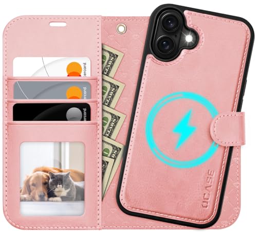 OCASE for iPhone 17 Detachable Wallet Case with Card Holder, 2 in 1 PU Leather Flip Folio with RFID Blocking Stand Wrist Strap Shockproof Phone Cover 6.3 Inch 2025, Light Pink - color: Light Pink, size: iPhone 17