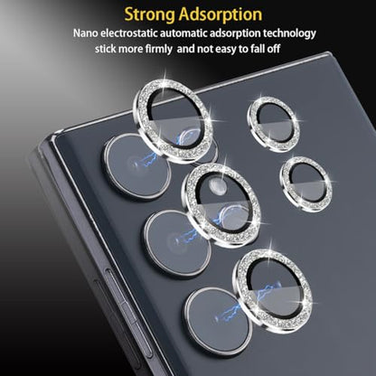 Camera Lens Protector for Samsung Galaxy S25 Ultra, Glitter Silver - color: Glitter Silver
