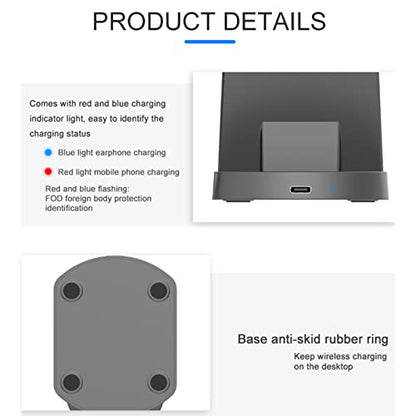 Aoresac 15W Fast Charging Dock 3 in 1 Wireless Charging Station, Smartphone Watch Earbuds Stand Holder with Anti Slip Design, Indicator Light for Home Office Hotel Bar