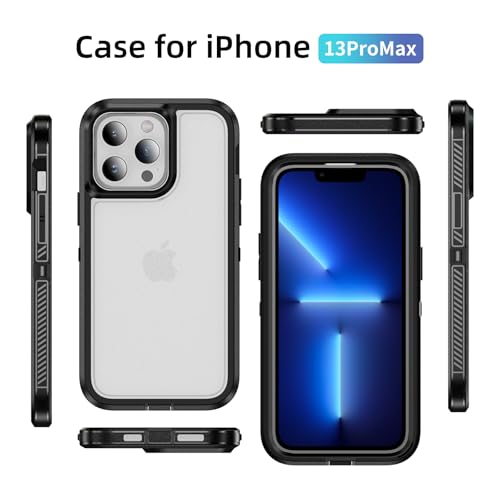 for iPhone 13 Pro Max Case, Shockproof Dustproof Drop Proof, Military-Grade Dual Guard Protection, Black/Clear - color: Black/Clear, size: iPhone 13 PRO MAX