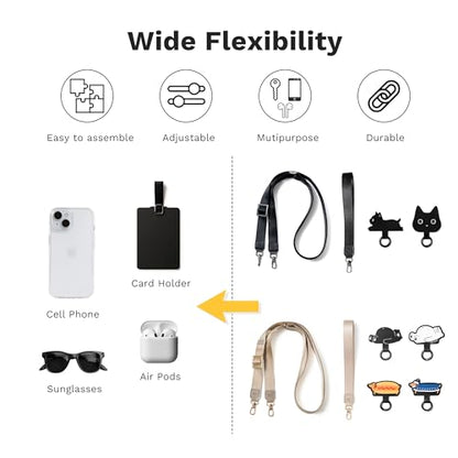 EKAX Anti-Theft Phone Strap, Adjustable Crossbody & Wrist Lanyard, Universal Tether Tab (2-Pack) for Secure Hands - color: Cat Paw