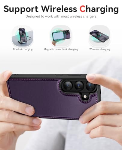 OCASE for Samsung Galaxy S26 Detachable Wallet Case with Card Holder, [2 in 1] PU Leather Flip Folio Case with RFID Blocking Stand Wrist Strap Shockproof Phone Cover 2026, Dark Purple - color: Dark Purple, size: Samsung Galaxy S26