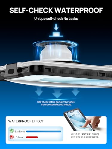 Lanhiem Snorkeling Underwater Phone Case for Diving, IP68 Professional Universal Waterproof Outdoor Video Photo Cellphone Case with Lanyard for iPhone 17, Galaxy S26 Moto All Series (Clear/Black)