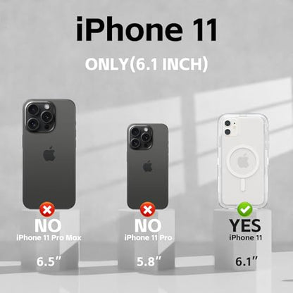 Follaroma Magnetic for iPhone 11 Case, Heavy Duty Phone Cases, Clear, 6.1" | Compatible with MagSafe, Heavy Duty Shock proof Protection, Military-Grade Anti-Drop, Dual Layer Transparent Protective Cover - color: Clear, size: iPhone 11 6.1''