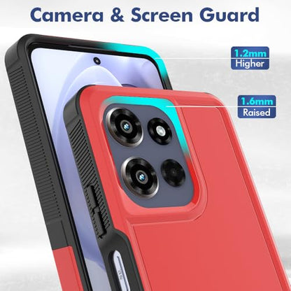 for Motorola Moto G Power 2026 / Moto G Power 2025 Case: Dual Layer Protective Heavy Duty Cell Phone Cover Shockproof Rugged with HD Screen Protector Military Protection Bumper Tough, Red - color: Red (PC) + Black (TPU)