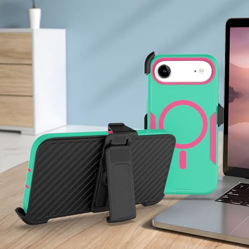 Designed for iPhone 17 Air Case,Green Rose | Compatible with MagSafe,Double protection,Tough Durable,Detachable back clip,Dustproof,No Fading,No Yellowing,Non-Slip - color: Green Rose, size: iPhone 17 Air 6.6”